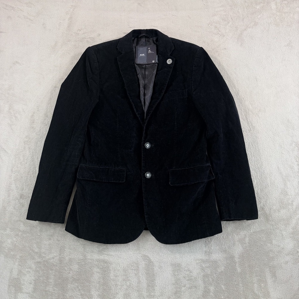 G Star Raw 2 Button Blazer Sport Coat Jacket in Black Corduroy Men Medium Lined